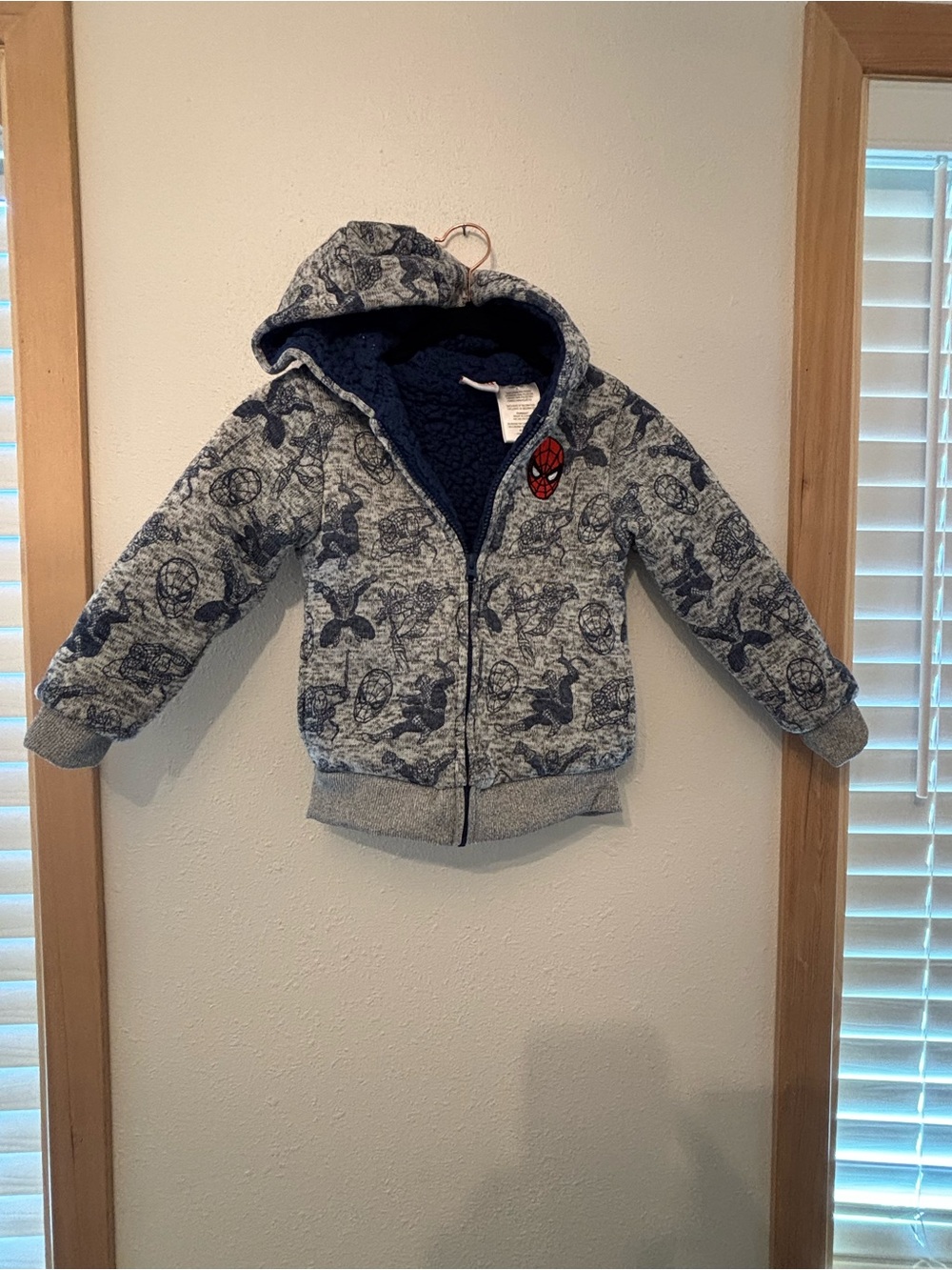 Marvel Boys Grey & Navy Spider-Man Sherpa-Lined Hoodie